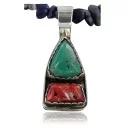 Handmade Navajo .925 Sterling Silver Natural Spiny Oyster and Turquoise Native American Necklace 370985213934