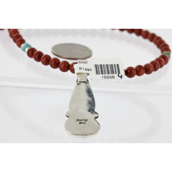 Handmade Certified Authentic Navajo .925 Sterling Silver Natural Spiny Oyster and Turquoise Native American Necklace 370993051520