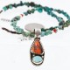 Handmade Certified Authentic Navajo .925 Sterling Silver Natural Spiny Oyster and Turquoise Native American Necklace 370998544885