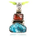 Handmade Navajo .925 Sterling Silver Natural Spiny Oyster and Turquoise Native American Necklace 370998985944