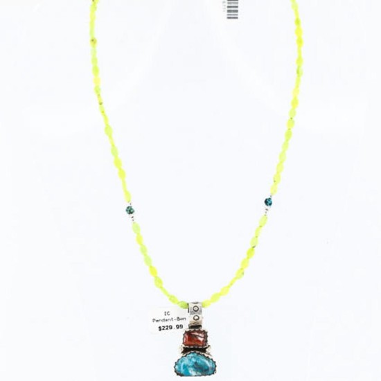 Handmade Certified Authentic Navajo .925 Sterling Silver Natural Spiny Oyster and Turquoise Native American Necklace 370998985944