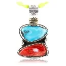 Handmade Navajo .925 Sterling Silver Natural Spiny Oyster and Turquoise Native American Necklace 371002457806