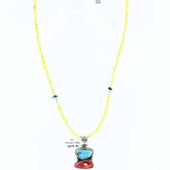 Handmade Certified Authentic Navajo .925 Sterling Silver Natural Spiny Oyster and Turquoise Native American Necklace 371002457806