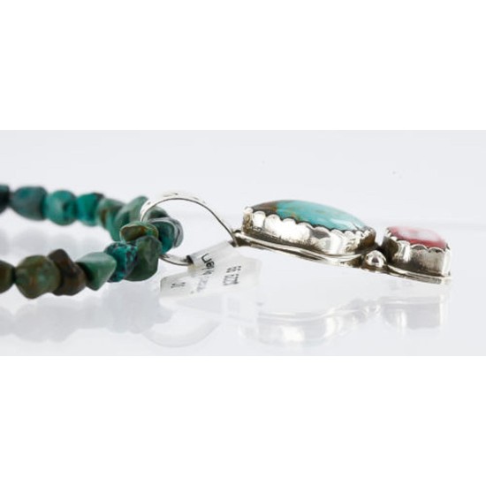 Handmade Certified Authentic Navajo .925 Sterling Silver Natural Spiny Oyster and Turquoise Native American Necklace 371003577441
