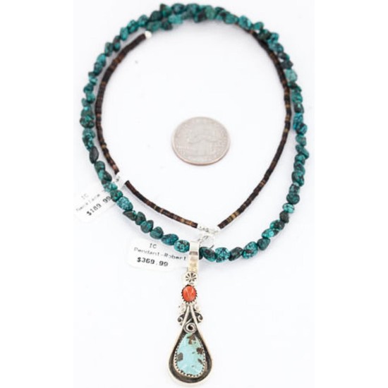 Handmade Certified Authentic Navajo .925 Sterling Silver Natural Spiny Oyster and Turquoise Native American Necklace 371030711645