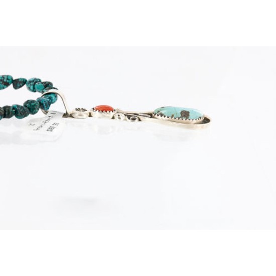Handmade Certified Authentic Navajo .925 Sterling Silver Natural Spiny Oyster and Turquoise Native American Necklace 371030711645