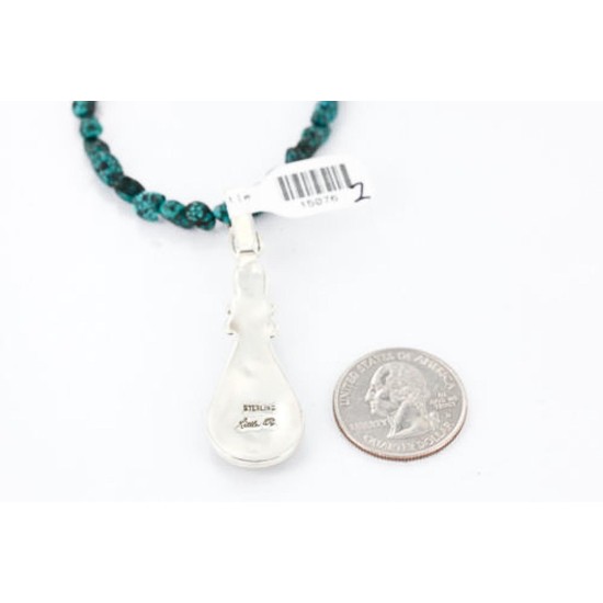 Handmade Certified Authentic Navajo .925 Sterling Silver Natural Spiny Oyster and Turquoise Native American Necklace 371030711645