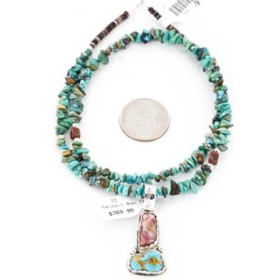 Handmade Certified Authentic Navajo .925 Sterling Silver Natural Spiny Oyster and Turquoise Native American Necklace 371050055446