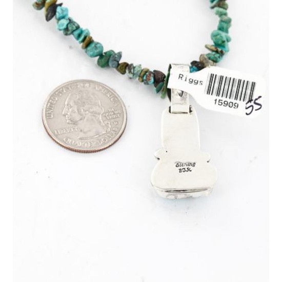 Handmade Certified Authentic Navajo .925 Sterling Silver Natural Spiny Oyster and Turquoise Native American Necklace 371050055446