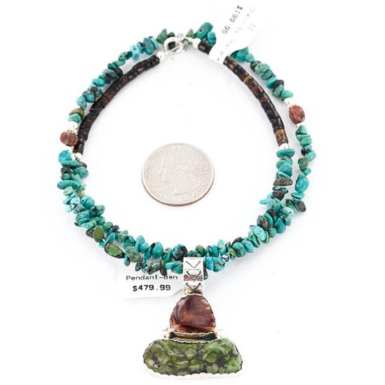 Handmade Certified Authentic Navajo .925 Sterling Silver Natural Spiny Oyster and Turquoise Native American Necklace 371051746862