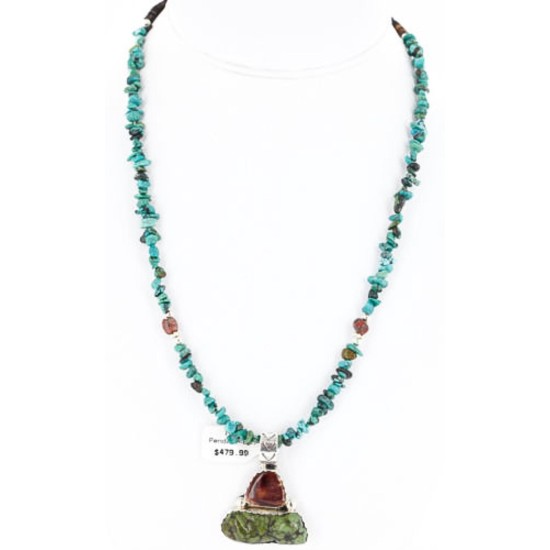 Handmade Certified Authentic Navajo .925 Sterling Silver Natural Spiny Oyster and Turquoise Native American Necklace 371051746862