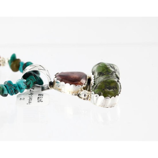 Handmade Certified Authentic Navajo .925 Sterling Silver Natural Spiny Oyster and Turquoise Native American Necklace 371051746862