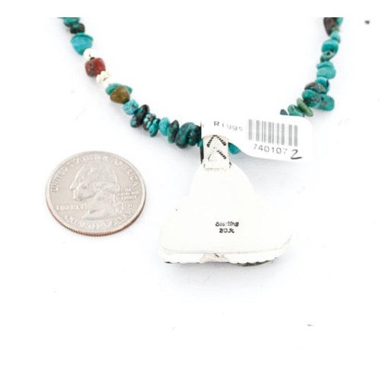 Handmade Certified Authentic Navajo .925 Sterling Silver Natural Spiny Oyster and Turquoise Native American Necklace 371051746862