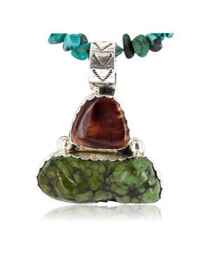 Handmade Certified Authentic Navajo .925 Sterling Silver Natural Spiny Oyster and Turquoise Native American Necklace 371051746862