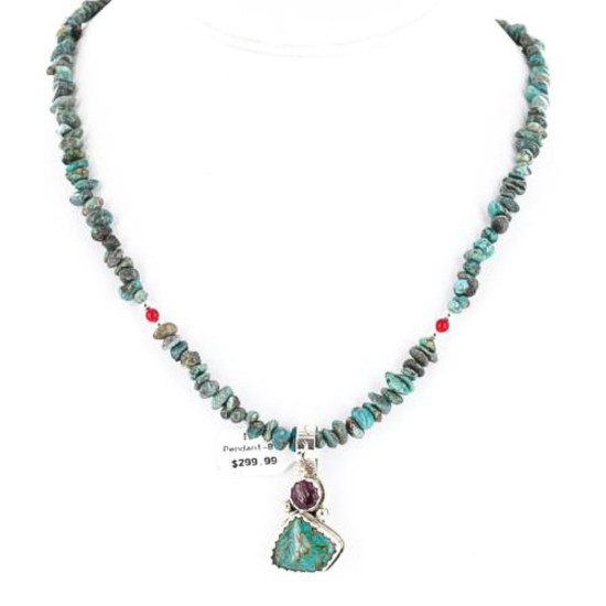 Handmade Certified Authentic Navajo .925 Sterling Silver Natural Spiny Oyster and Turquoise Native American Necklace 371051988643