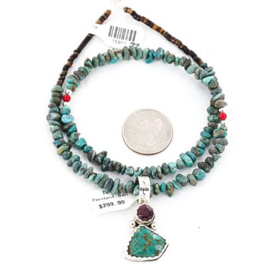 Handmade Certified Authentic Navajo .925 Sterling Silver Natural Spiny Oyster and Turquoise Native American Necklace 371051988643