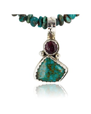 Handmade Certified Authentic Navajo .925 Sterling Silver Natural Spiny Oyster and Turquoise Native American Necklace 371051988643