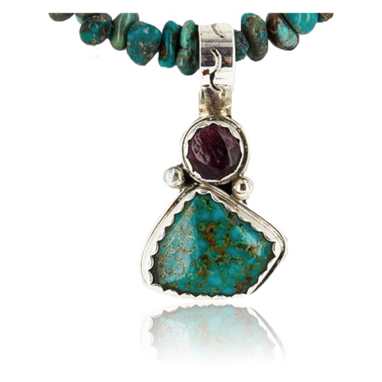 Handmade Certified Authentic Navajo .925 Sterling Silver Natural Spiny Oyster and Turquoise Native American Necklace 371051988643