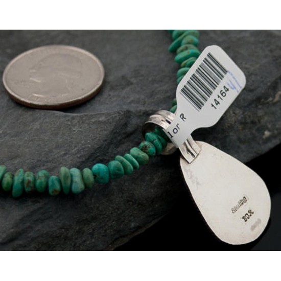 Handmade Certified Authentic Navajo .925 Sterling Silver Natural Spiny Oyster and Turquoise Native American Necklace 390641633387