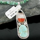 Handmade Certified Authentic Navajo .925 Sterling Silver Natural Spiny Oyster and Turquoise Native American Necklace 390661216163