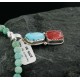 Handmade Certified Authentic Navajo .925 Sterling Silver Natural Spiny Oyster and Turquoise Native American Necklace 390661278065