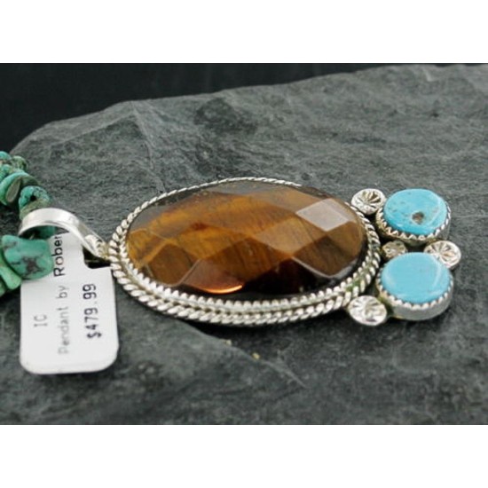 Handmade Certified Authentic Navajo .925 Sterling Silver Natural Spiny Oyster and Turquoise Native American Necklace 390665252559