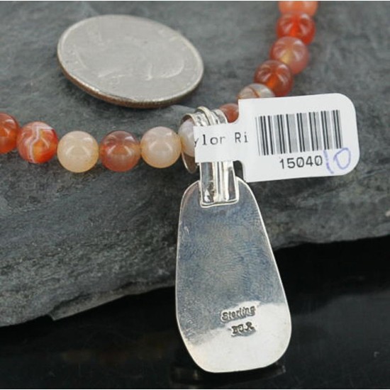 Handmade Certified Authentic Navajo .925 Sterling Silver Natural Spiny Oyster and Turquoise Native American Necklace 390671275377