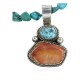 Handmade Certified Authentic Navajo .925 Sterling Silver Natural Spiny Oyster and Turquoise Native American Necklace 390682082487