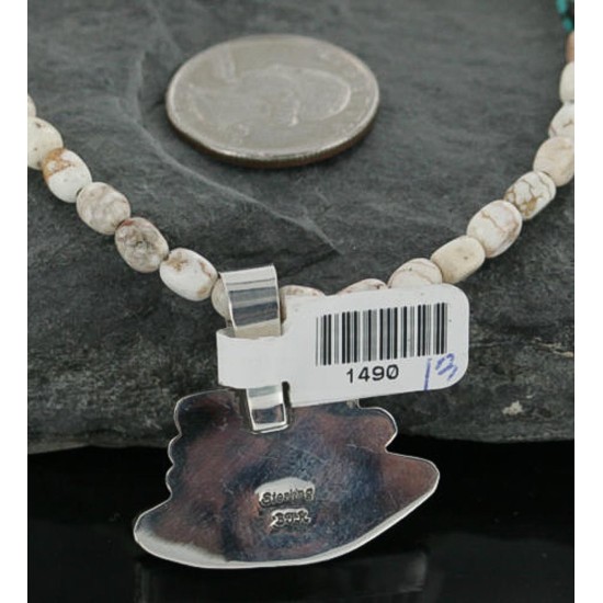 Handmade Certified Authentic Navajo .925 Sterling Silver Natural Spiny Oyster and Turquoise Native American Necklace 390714008792