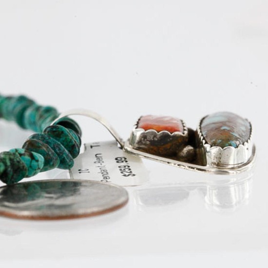 Handmade Certified Authentic Navajo .925 Sterling Silver Natural Spiny Oyster and Turquoise Native American Necklace 390755327209 Handmade Certified Authentic Navajo .925 Sterling Silver Natural Spiny Oyster and Turquoise Native American Necklace 390755327209