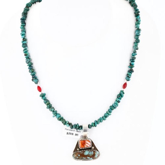 Handmade Certified Authentic Navajo .925 Sterling Silver Natural Spiny Oyster and Turquoise Native American Necklace 390755327209 Handmade Certified Authentic Navajo .925 Sterling Silver Natural Spiny Oyster and Turquoise Native American Necklace 390755327209