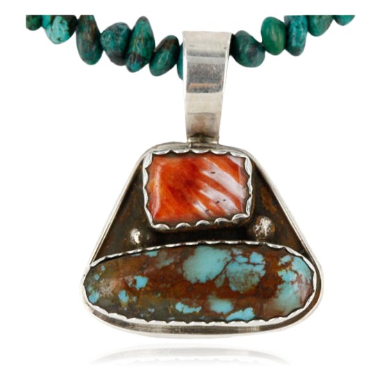 Handmade Certified Authentic Navajo .925 Sterling Silver Natural Spiny Oyster and Turquoise Native American Necklace 390755327209 Handmade Certified Authentic Navajo .925 Sterling Silver Natural Spiny Oyster and Turquoise Native American Necklace 390755327209