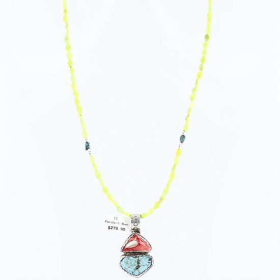 Handmade Certified Authentic Navajo .925 Sterling Silver Natural Spiny Oyster and Turquoise Native American Necklace 390761309595