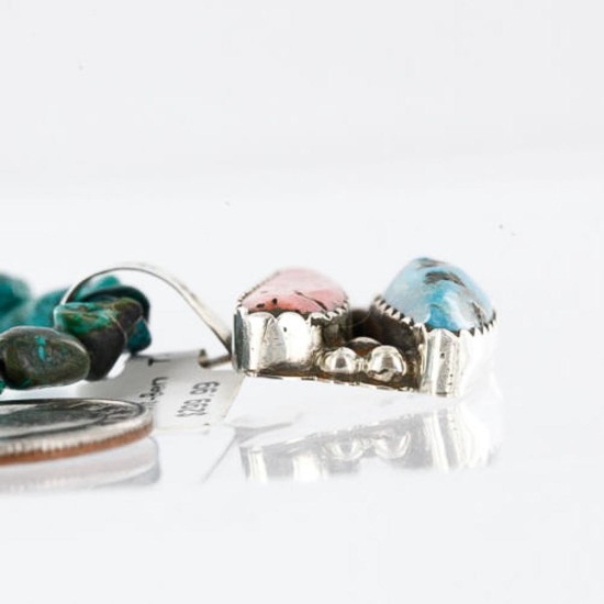 Handmade Certified Authentic Navajo .925 Sterling Silver Natural Spiny Oyster and Turquoise Native American Necklace 390761448155