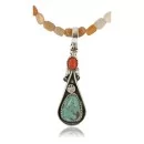 Handmade Navajo .925 Sterling Silver Natural Spiny Oyster and Turquoise Native American Necklace 390803635325