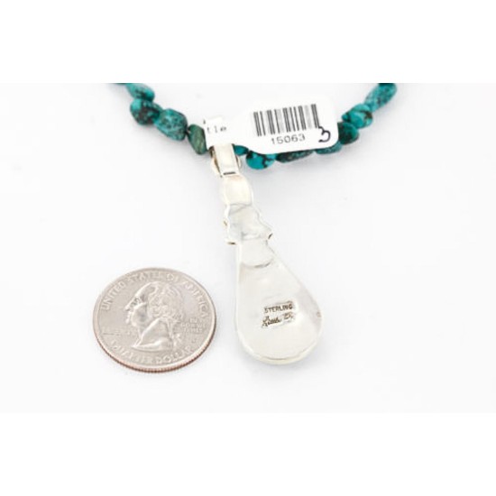 Handmade Certified Authentic Navajo .925 Sterling Silver Natural Spiny Oyster and Turquoise Native American Necklace 390805320714