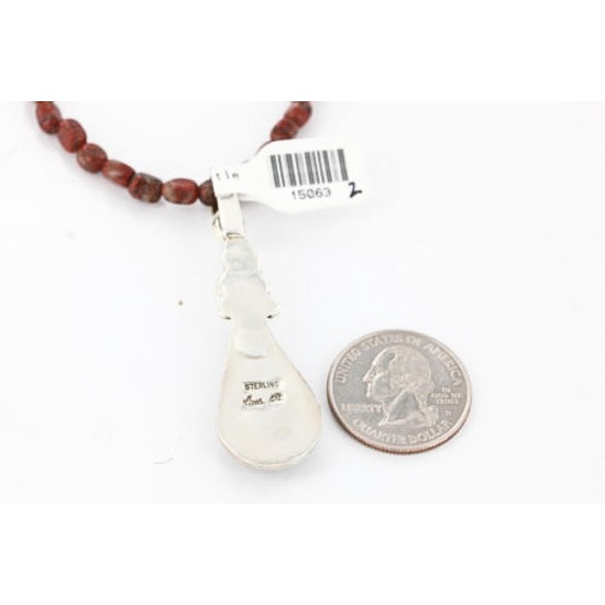 Handmade Certified Authentic Navajo .925 Sterling Silver Natural Spiny Oyster and Turquoise Native American Necklace & Pendant 390802227343