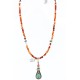 Handmade Certified Authentic Navajo .925 Sterling Silver Natural Spiny Oyster, Carnelian and Turquoise Native American Necklace & Pendant 371028093647