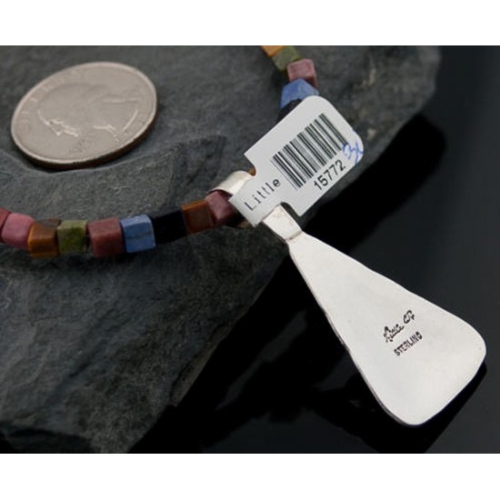 Handmade Certified Authentic Navajo .925 Sterling Silver Natural Spiny Oyster, Multicolor Stones and Turquoise Native American Necklace & Pendant 390647431918