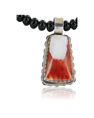 Handmade Certified Authentic Navajo .925 Sterling Silver Natural Spiny Oyster Native American Necklace 390714811134