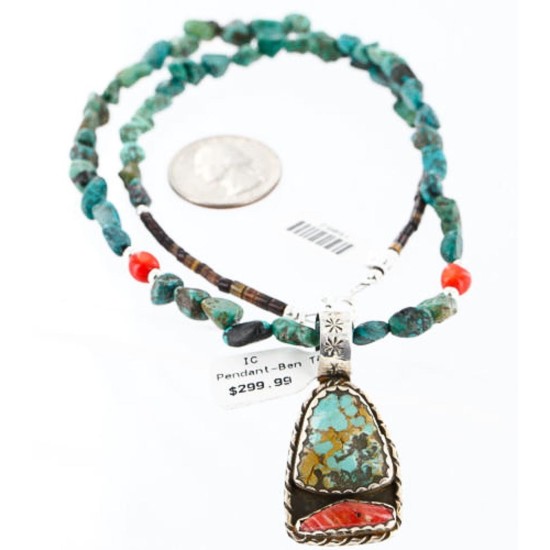 Handmade Certified Authentic Navajo .925 Sterling Silver Natural Spiny Oyster, Turquoise and CORAL Native American Necklace 371006709167