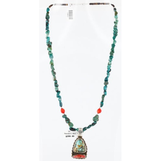 Handmade Certified Authentic Navajo .925 Sterling Silver Natural Spiny Oyster, Turquoise and CORAL Native American Necklace 371006709167