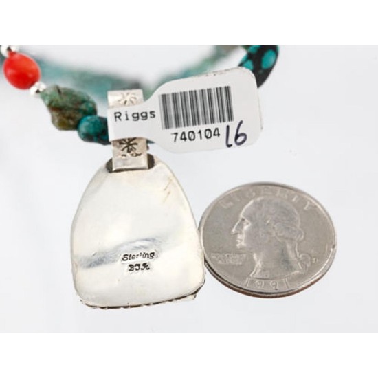 Handmade Certified Authentic Navajo .925 Sterling Silver Natural Spiny Oyster, Turquoise and CORAL Native American Necklace 371006709167
