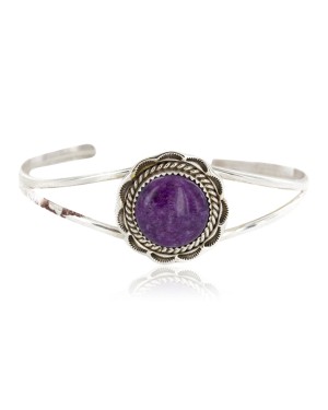 Handmade Certified Authentic Navajo .925 Sterling Silver Natural Sugilite Native American Bracelet 12827