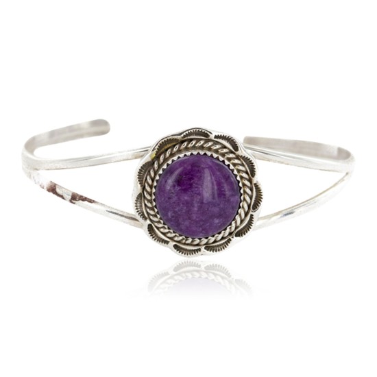Handmade Certified Authentic Navajo .925 Sterling Silver Natural Sugilite Native American Bracelet 12827