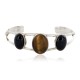 Handmade Certified Authentic Navajo .925 Sterling Silver Natural Tigers Eye Black Onyx Native American Bracelet 12820-0
