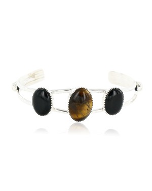 Handmade Certified Authentic Navajo .925 Sterling Silver Natural Tigers Eye Native American Bracelet 12820