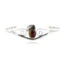 Handmade Navajo .925 Sterling Silver Tigers Eye Bracelet 12948-4
