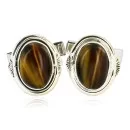 Handmade Navajo .925 Sterling Silver Natural Tigers Eye Native American Cuff Links 19109-2