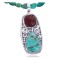 Handmade Certified Authentic Navajo .925 Sterling Silver Natural Turquoise and Coral Native American Necklace & Pendant 370891934268